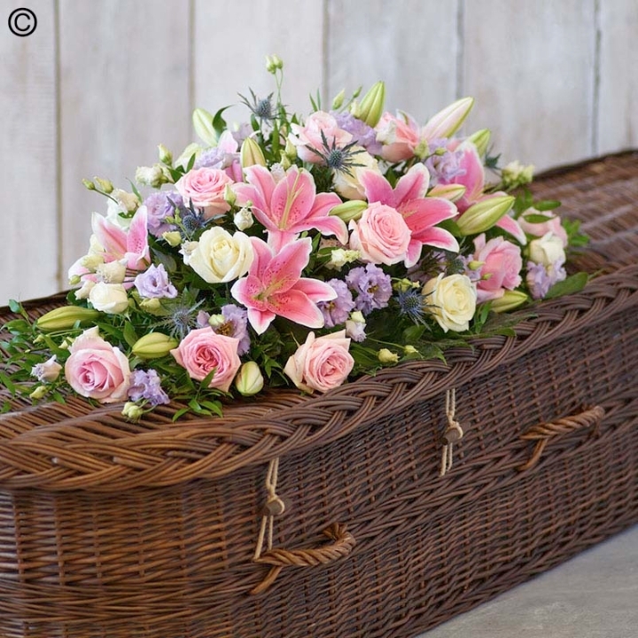 Pink Rose and Lily Casket Spray