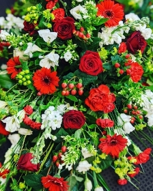 Luxury Red and White Casket Spray