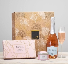 Sparkling Rose, Salted Caramel Truffles and Candle Gift Set